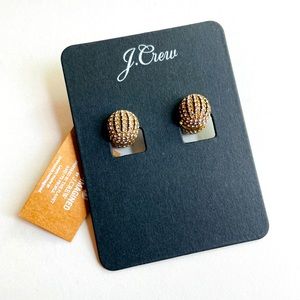 NWT JCrew Goldtone and Crystal Clamshell Earrings
